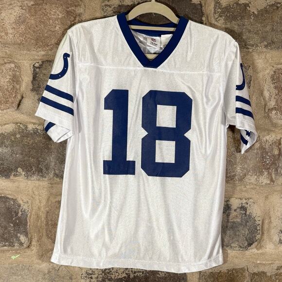 NFL Team Apparel Peyton Manning‎ #18 Jersey Youth XL White Colts Shirt GOAT - Picture 1 of 12